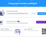 Il tuo progetto è pronto! Condividi la tua storia e crea memory online con un link, PDF o QR code.