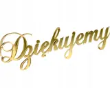 Złoty, błyszczący napis "Dziękujemy" do druku, idealny na specjalne okazje.