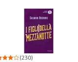 Copertina del libro "I figli della mezzanotte" di Salman Rushdie, con un disegno stilizzato e il titolo in oro.