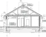 Przekrój budynku z detalami konstrukcyjnymi, uwzględniający projekt architektoniczno budowlany.