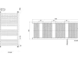 Disegno tecnico di un termoarredo, con misure dettagliate (800x450 mm), ideale per valutare lo spazio sopra il bidet.