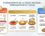 Les étapes pour une pizza réussie : la base, l'ordre des ingrédients (sauce, fromage, garniture) et le choix de la pâte. La température idéale pour cuire une pizza est cruciale pour une cuisson parfaite.