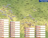 Mapa Polski z zaznaczonymi szczytami, w tym korona gor.