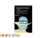 Copertina de "Il libro dell'inquietudine" di Fernando Pessoa, con un'illustrazione di un paesaggio marino dentro un profilo di cappello.
