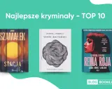 Okładki trzech książek: "Stacja" Jakuba Żamalka, "Sokół Maltański" Dashiella Hammetta i "Czerwona Królowa" Juana Gomeza-Jurado, prezentujące najlepsze kryminały.