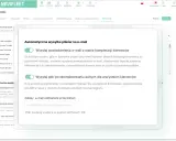Ustawienia automatycznej wysyłki plików na e-mail. Status karty kierowcy jest widoczny w panelu.