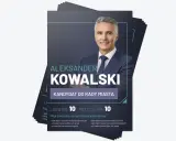 Plakat wyborczy kandydata na prezydenta Aleksandra Kowalskiego. Lista nr 10, pozycja nr 10.