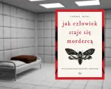 Książka "Jak człowiek staje się mordercą" w ponurym pokoju z łóżkiem.