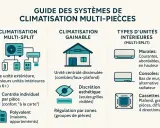 Guide des systèmes de climatisation multi-pièces : comment fonctionne une clim multi-split avec une unité extérieure et plusieurs intérieures, ou une clim gainable centralisée.