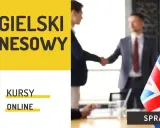 Angielski biznesowy online: kursy dla profesjonalistów. Dwóch mężczyzn w garniturach ściska sobie dłonie, obok flagi Wielkiej Brytanii.