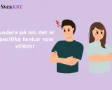 Två arga personer med armarna i kors. Texten lyder: Fundera på om det är specifika tankar som utlöser.