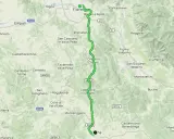 Mappa della strada chiantigiana, un percorso tortuoso che attraversa colline e borghi tra Firenze e Siena.
