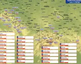 Mapa Polski z zaznaczonymi szczytami, w tym korona gór polskich.