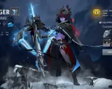 Drow Ranger z arcaną, lodowym łukiem i zimową zbroją. Postać w grze Dota 2.
