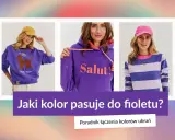Trzy kobiety prezentują fioletowe ubrania, pokazując najlepsze połączenia kolorów.