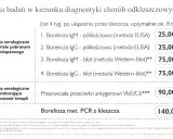Cennik badań na boreliozę: ELISA 25 zł, Western-blot 75 zł, PCR 140 zł. Sprawdź, ile kosztuje badanie na boreliozę.