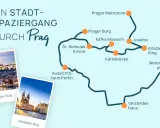 Stadtplan für Prag mit Sehenswürdigkeiten wie Prager Burg und Altstädter Ring. Perfekt für Prag Sightseeing!