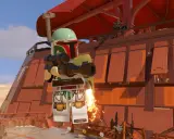 Boba Fett w grze Lego Star Wars: The Skywalker Saga, gotowy do akcji na pokładzie statku. Sprawdź lego star wars the skywalker saga wymagania!