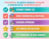 Checklista: Oczekiwanie na świadczenie rehabilitacyjne a zwolnienie lekarskie. Sprawdź terminy ZUS, zbierz dokumentację, uzasadnij opóźnienie, złóż wniosek i odwołanie.