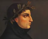 Ritratto di un uomo con corona d'alloro, che ricorda il riassunto di Andreuccio da Perugia e le sue avventure.