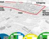 Mapa de zbe zaragoza con zonas delimitadas: Mayoral, Conde Aranda, Coso, Echegaray y San Vicente de Paúl.