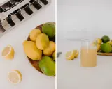 Eiswürfelform und frische Zitronen und Limetten für erfrischende Getränke. Perfekt, um Limetten einzufrieren und immer einen Vorrat zu haben.
