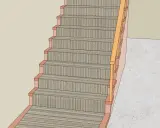 Detalle de cómo hacer escalera de madera con pasamanos y peldaños de madera.