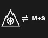 Góra z płatkiem śniegu nie jest równa M+S. Symbol 3pmsf oznacza opony zimowe.