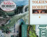 Trzy okładki książek J.R.R. Tolkiena: "Hobbit, czyli tam i z powrotem" w różnych wydaniach.