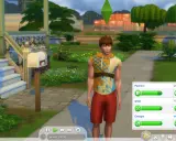Młody Sim z pełnymi potrzebami, gotowy na życie. Może chcesz użyć sims 4 kody na potrzeby, by mu pomóc?
