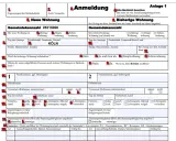 Formular zur Anmeldung einer neuen Wohnung in Köln. Osoba jest zameldowany, ale nie mieszka w tej lokalizacji.