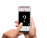 Dłoń trzyma smartfon z aplikacją randkową. Na ekranie znak zapytania i ikony: X, gwiazdka, serce, błyskawica – typowe oznaczenia na Tinderze.