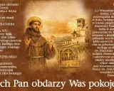 Św. Franciszek z Asyżu błogosławi w Roku Franciszkańskim. Obraz upamiętnia 800-lecie śmierci świętego.