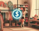 Kobieta z dzieckiem w sklepie z ubraniami, zastanawiają się jakie alimenty przy zarobkach 3500 netto można przeznaczyć na zakupy.