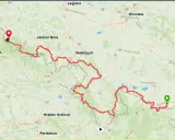 Mapa szlaku z zaznaczonymi punktami. Główny szlak sudecki ile dni zajmuje przejście? Trasa prowadzi przez Karkonosze, Wałbrzych, Opole.