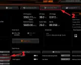 Interface des **bios MSI** GIGABYTE : mode facile, informations système, ventilateurs, et options de démarrage.