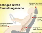 Richtig sitzen beugt Knieschmerzen beim Autofahren vor. Knie leicht gebeugt, Schultern an Lehne, Kopfstütze auf Scheitelhöhe.