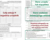 Wniosek KW-WPIS wzór wypełnienia spadek. Dane urzędu lub starostwa, dane osobowe składającego wniosek, wypełnia ubiegający się o wymianę prawa jazdy lub wydanie wtórnika.