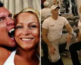 Zeke och Indra: en vampyr som biter en kvinna, och en kvinna som tränar med vikter på ett gym.