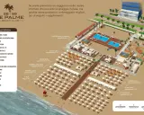 Mappa del Bagno 88-89 Le Palme Beach Club a Riccione, con piscine, aree giochi, campi da beach volley e servizi.