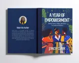 Comment faire la couverture d'un livre : livre "A Year of Empowerment" par Stacey Clark, avec illustration de femmes et texte sur l'autrice.