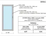 Wymiary okien typowych tabela: okno IDEAL 8000 (934x2484 mm) i energeto 8000 (992x2334 mm).