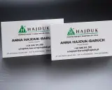 Wizytówki z efektem lakier uv 3d, prezentujące dane kontaktowe firmy "HAJDUK".