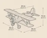 Detailansicht eines Flugzeugmodells als Bauplan. Maße: 40 cm Länge, 16 cm Höhe, 30 cm Breite. Eine perfekte Modell Vorlage.