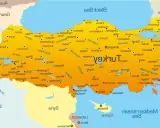 Mapa Turcji z zaznaczonymi miastami i granicami.