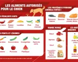 Guide pour une cuisine pour chien : 50 recettes santé. Aliments autorisés : féculents, fruits, légumes, viandes et poissons cuits, huiles.