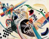 Abstrakte Kunst Beispiele: Ein dynamisches Zusammenspiel von Formen und Farben, das an eine Explosion von Gefühlen erinnert.