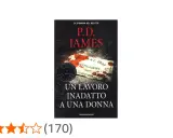 Copertina del libro "Un lavoro inadatto a una donna" di P.D. James, con un biglietto da visita macchiato di sangue e un distintivo "Best Sellers". La trama suggerisce un inganno di troppo.