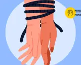 Dłonie spętane liną, symbolizujące wewnętrzne rozterki: czy jestem toksyczna? Psychologiczne Poniedziałki.