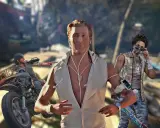Trzech mężczyzn w postapokaliptycznym świecie, jeden na motocyklu, przypominają klimatem gry podobne do Days Gone.